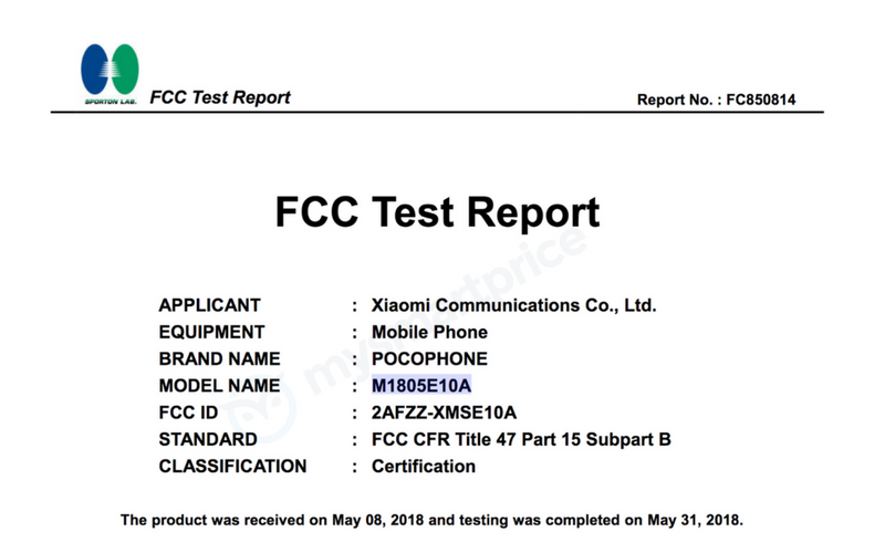 POCOPHONE FCC Certified