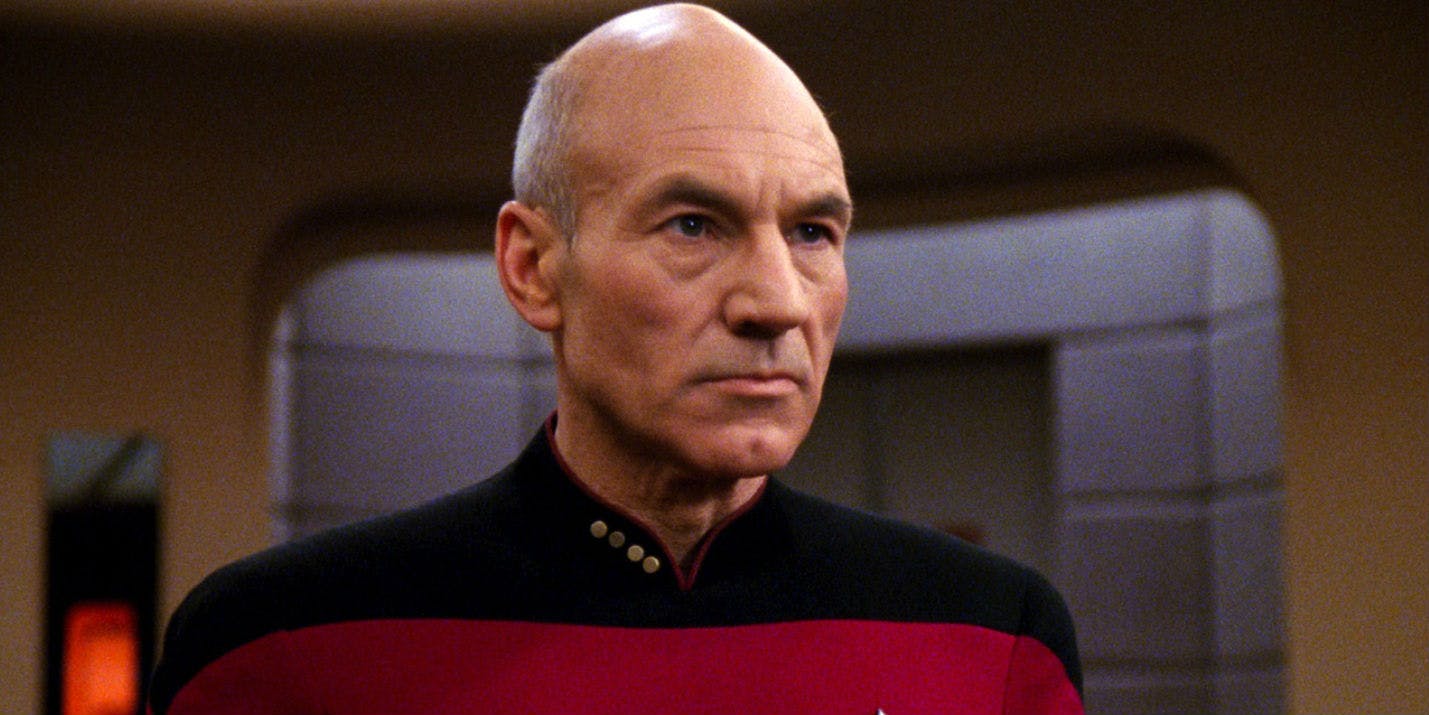 Patrick Stewart as Jean Luc Picard in Star Trek