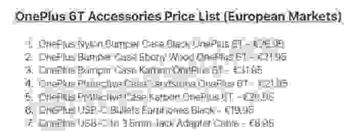 OnePlus 6T Accessories European Prices