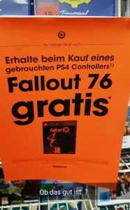 gamestop germania regala fallout 76 con l'acquisto di un pad usato