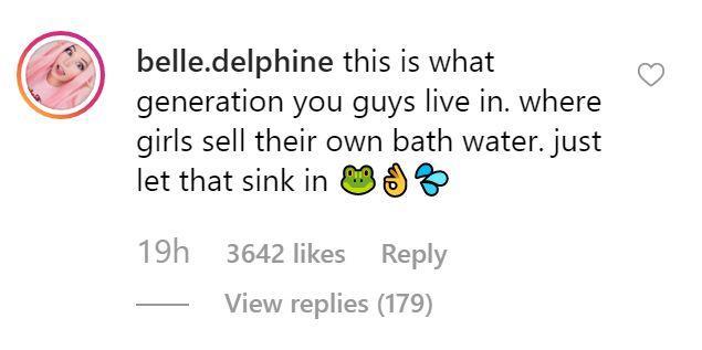 Belle Delphine Instagram comment