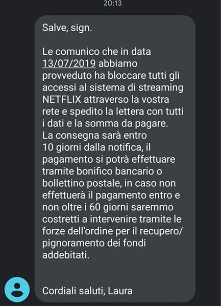 Truffa Netflix sms2