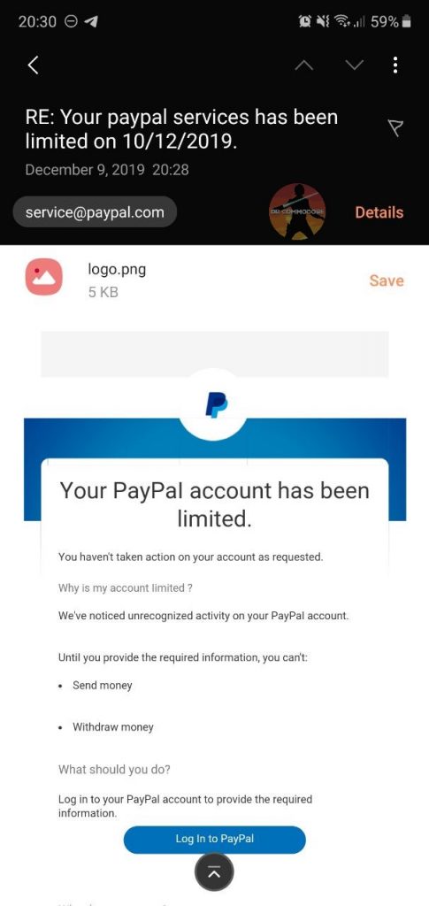 PayPal Scam Phishing