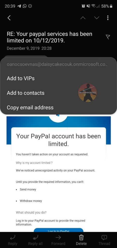PayPal Phishing Mail