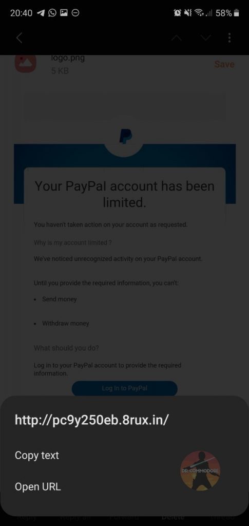 PayPal Phishing Link