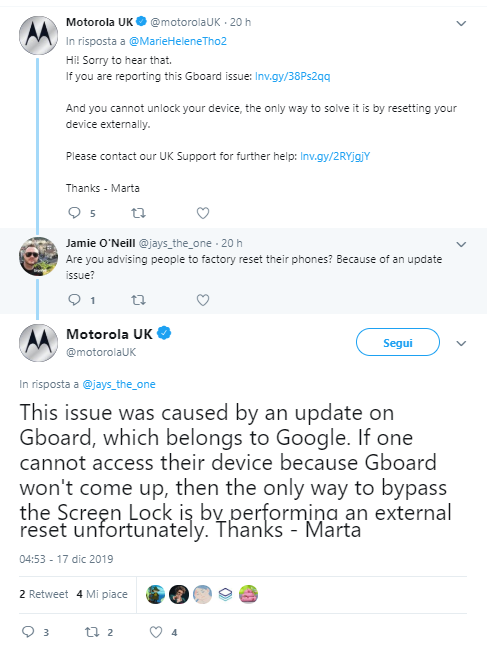 Motorola Tweet