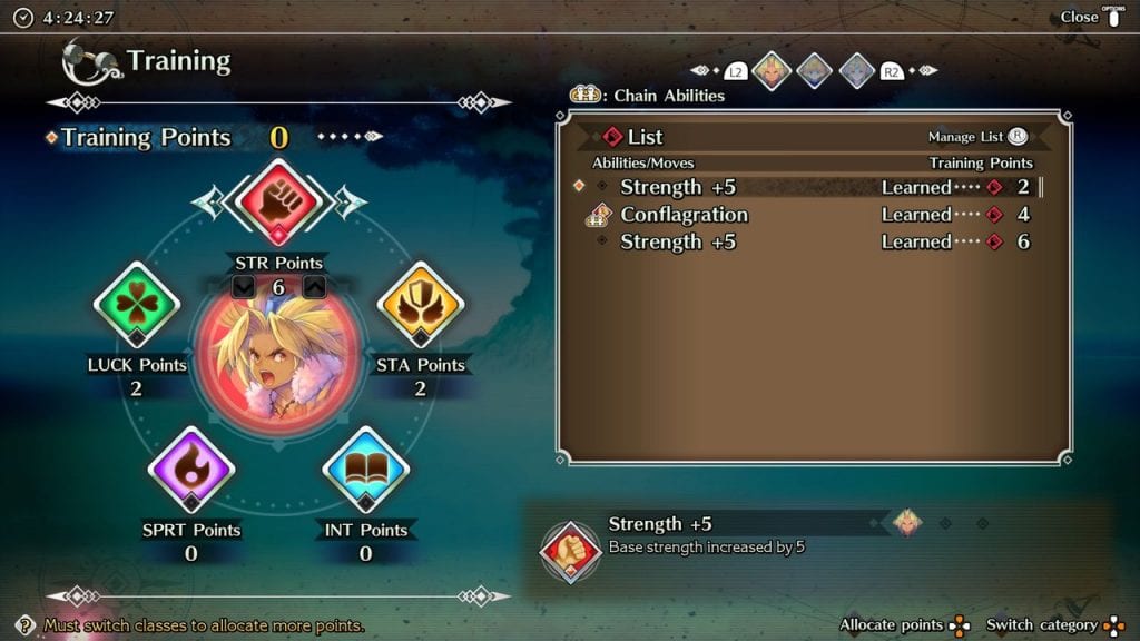 Trials of Mana, Training Menu