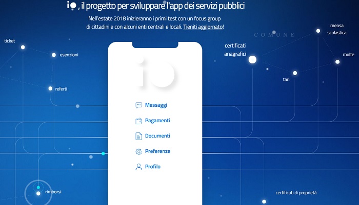 Io Italia App per pagare tasse e ricevere reddito di cittadinanza