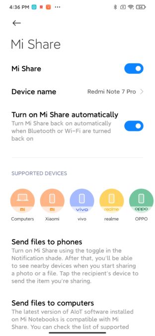 MIUI 12 Mi Share