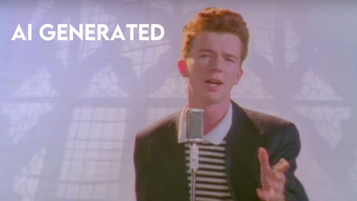 Rick Astley nel video "Never Gonna Give You Up"