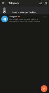 screenshot: nascondere archivio Telegram_2