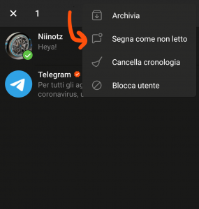 screenshot: segna come non letto Telegram