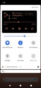 Android 11 Media Player nei Quick Settings expanded