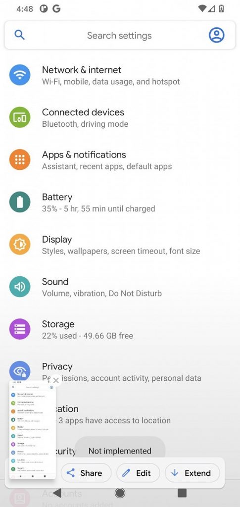 Android 11 beta 1 screenshot estesi