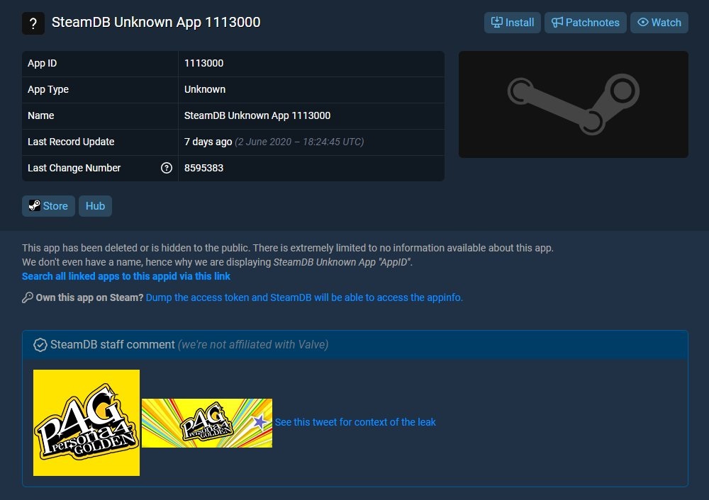 persona 4 golden on steam