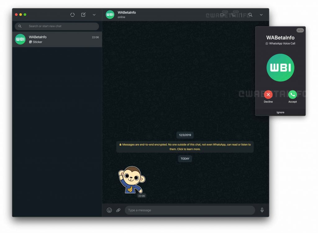 WhatsApp Web Desktop chiamate e videochiamate beta