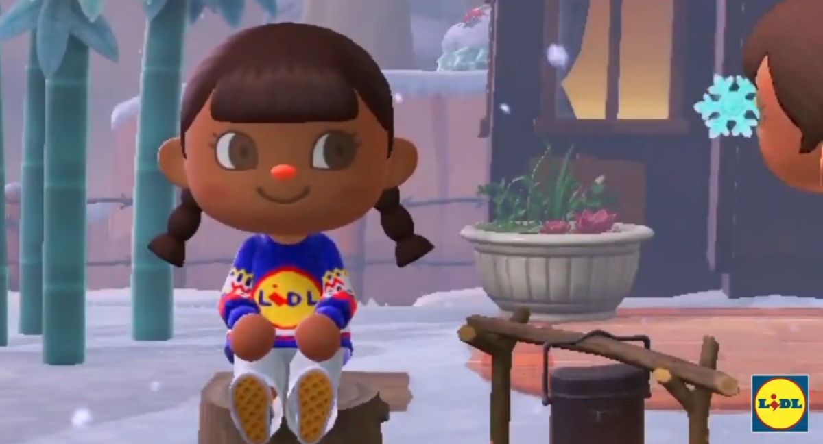 Personaggio di Animal Crossing: New Horizons che indossa il maglione Lidle