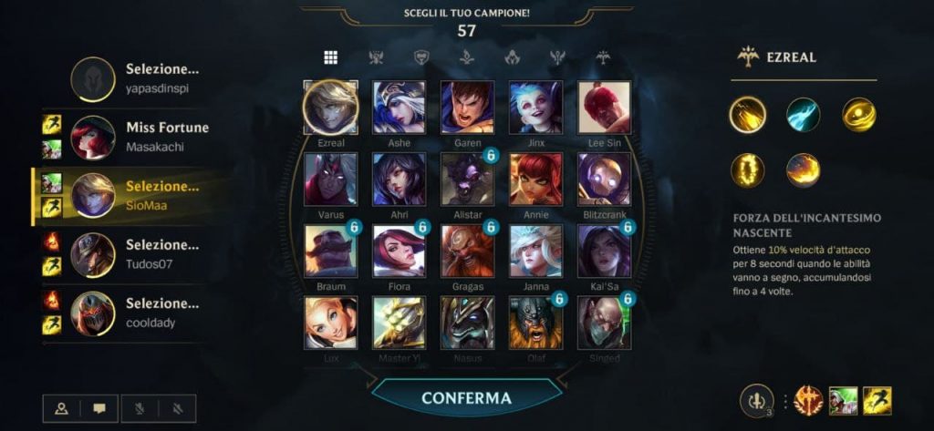 Scelta del Campione in League of Legends: Wild Rft