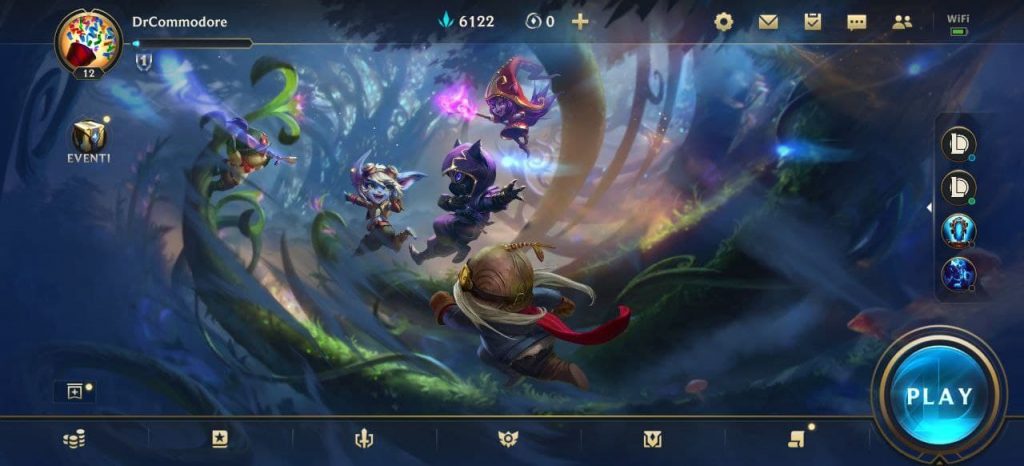 Pagina iniziale di League of Legends: Wild Rft