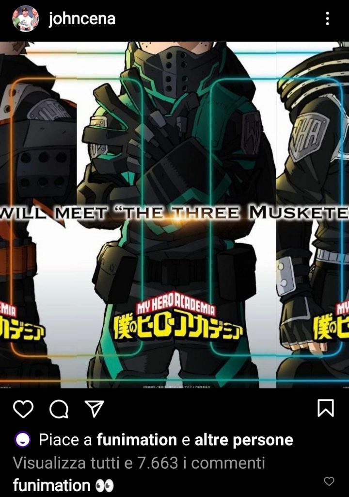 John Cena post su IG My Hero Academia