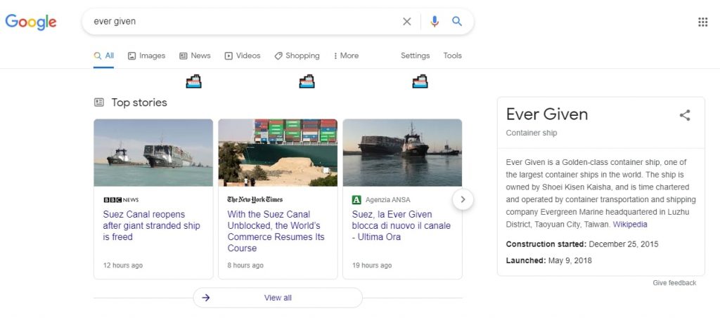 Google Ever Given canale di Suez easter egg
