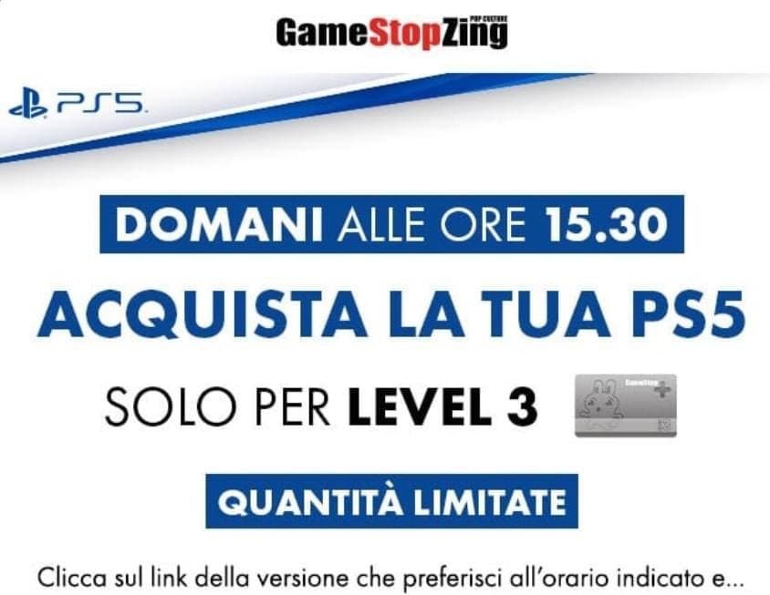 Annuncio Gamestop PS5