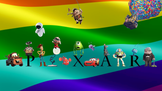 disney pixar logo con bandiera raimbow