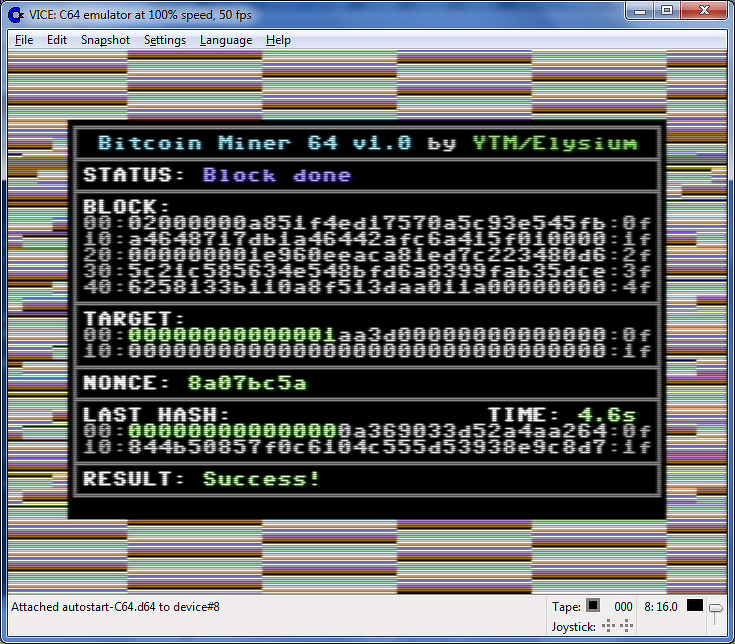 commodore 64 bitcoin miner