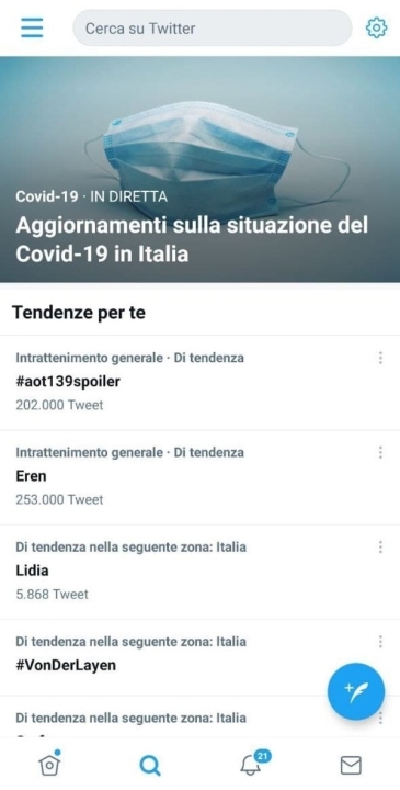 Attacco dei Giganti in tendenza su Twitter Italia
