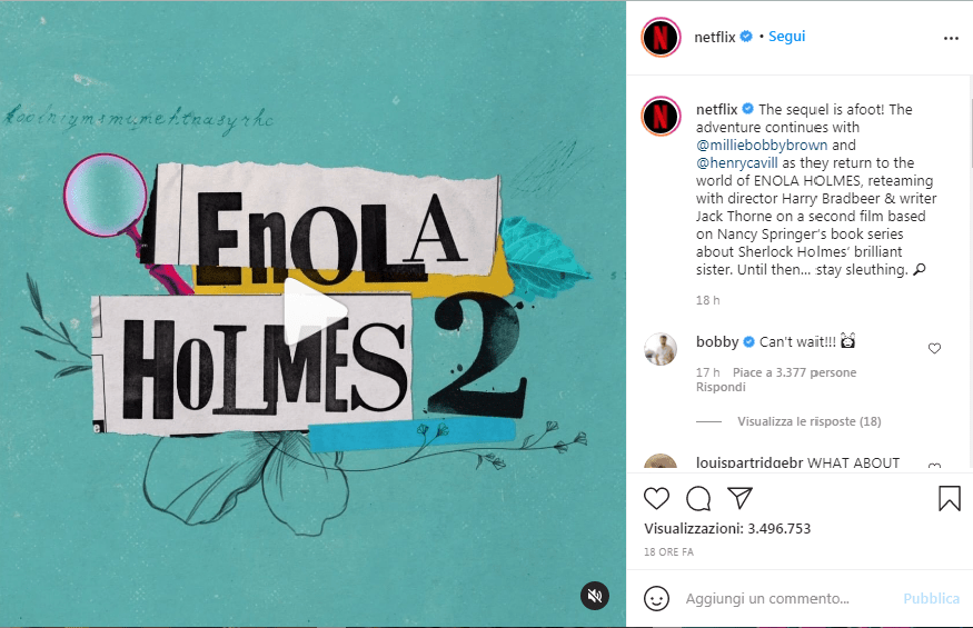 Instagram netflix enola holmes 2