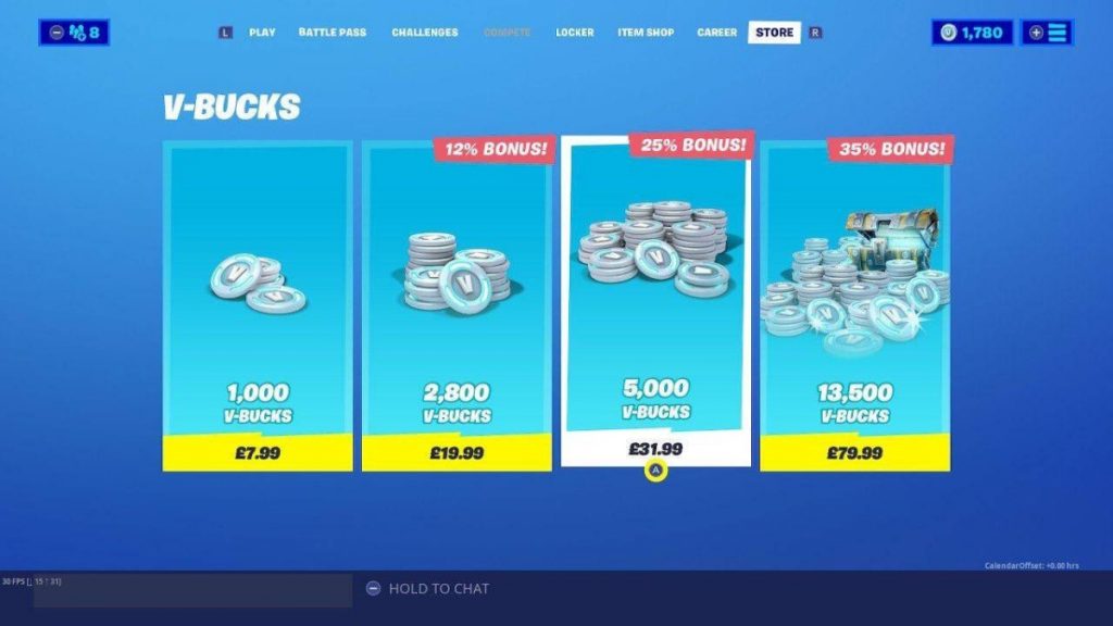 fortnite v-bucks su epic games store