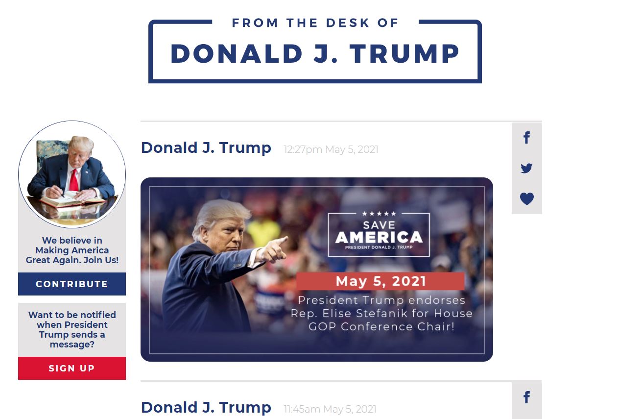 from the desk of donald trump