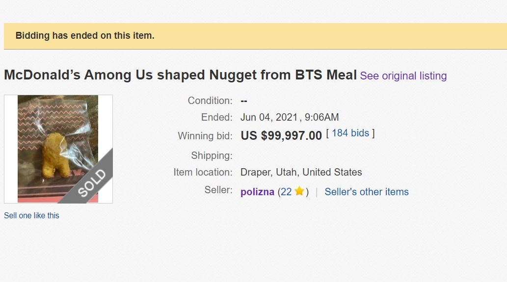 chicken nugget ebay