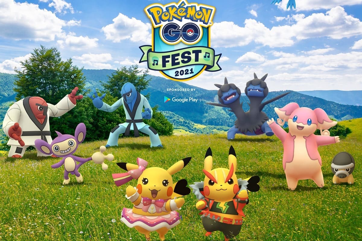 Pokemon GO Fest 2021, vari pokémon in un prato