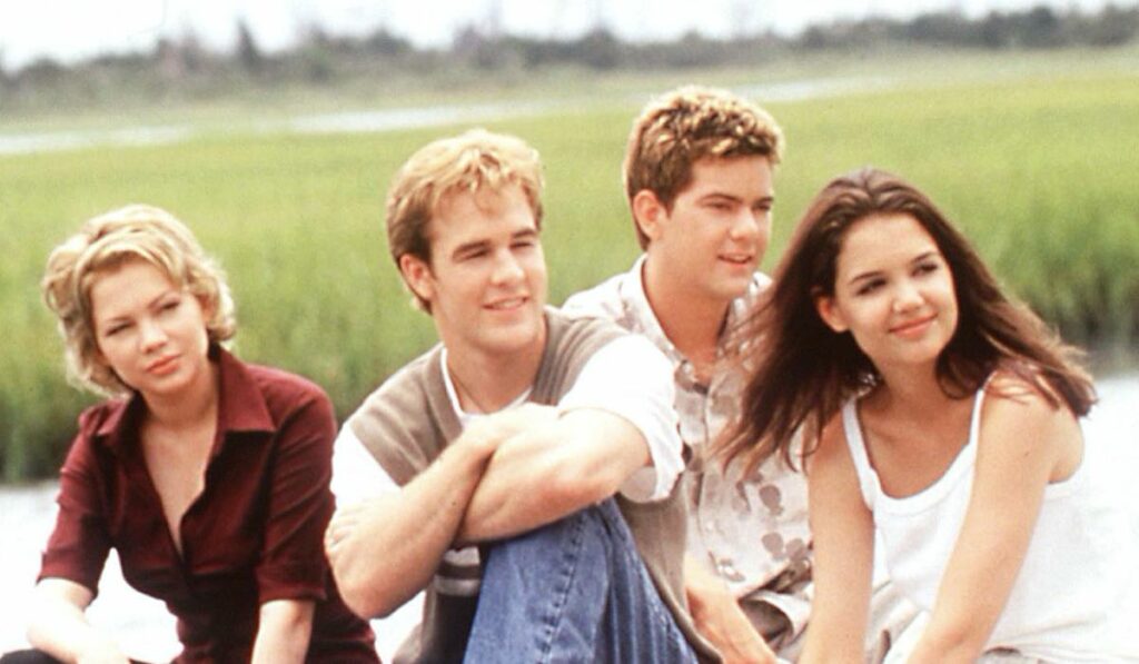 michelle williams jen james van der beek dawson joshua jackson pacey e katie holmes joey in dawsons creek credits the wb