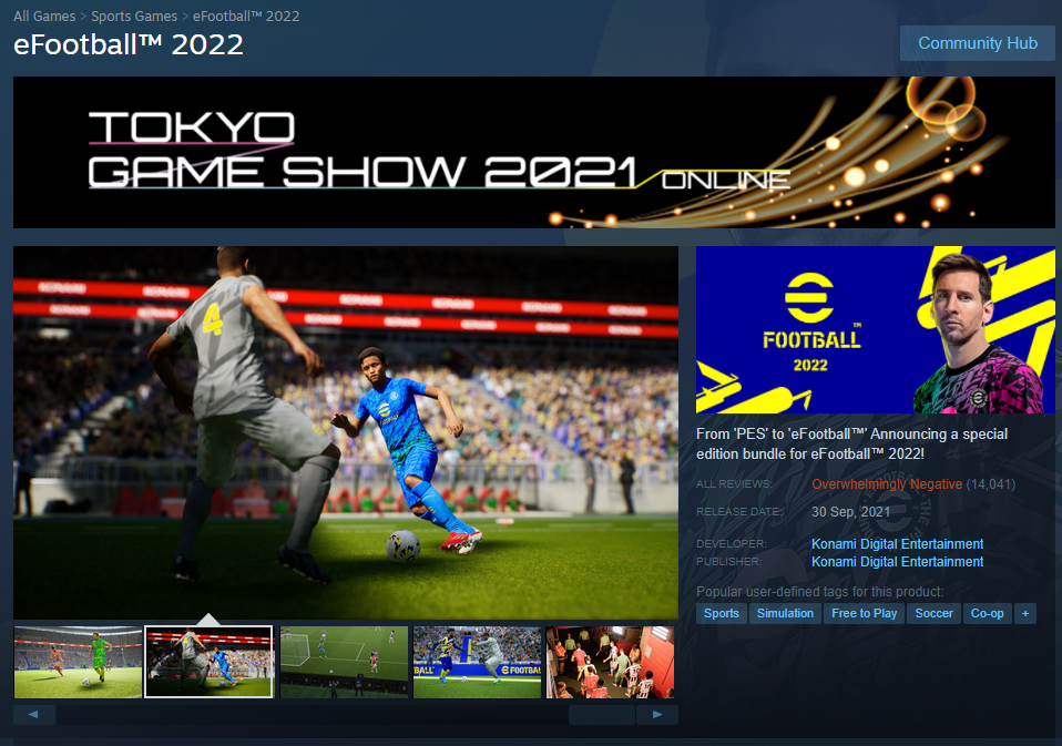 eFootball 2022 pagina Steam