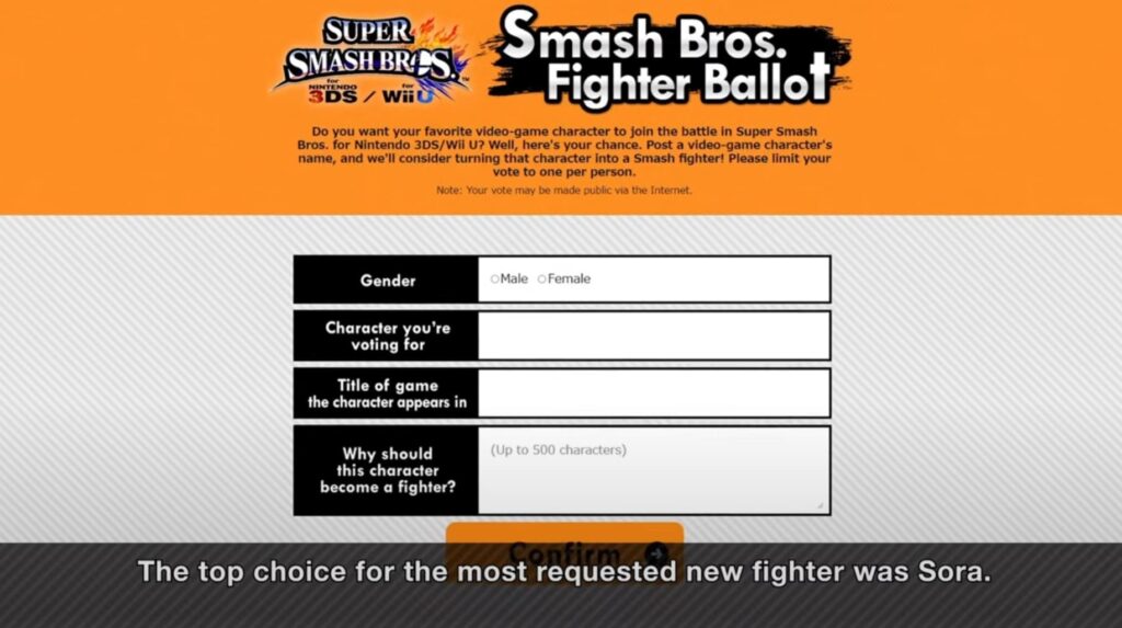 iwata sora smash sakurai ballot