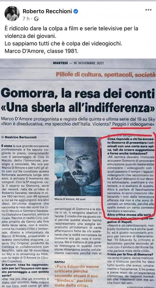 Recchioni contro D'Amore: cosa ha detto la star di Gomorra sui videogiochi? 2 Gomorra 2