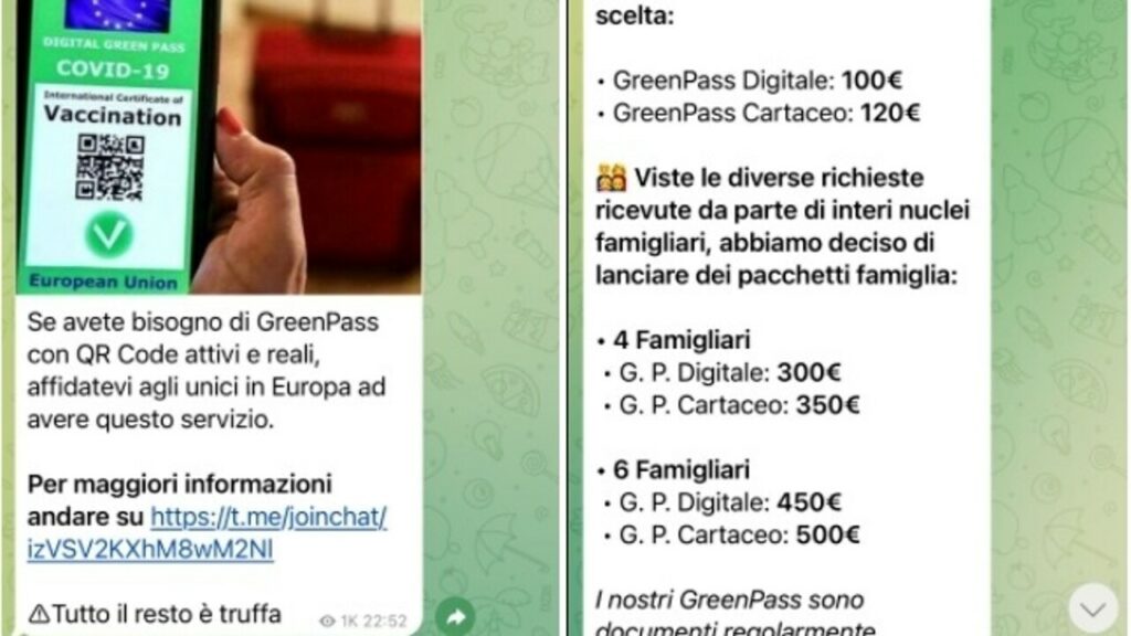 Green Pass falsi Studente Italiano Giovane