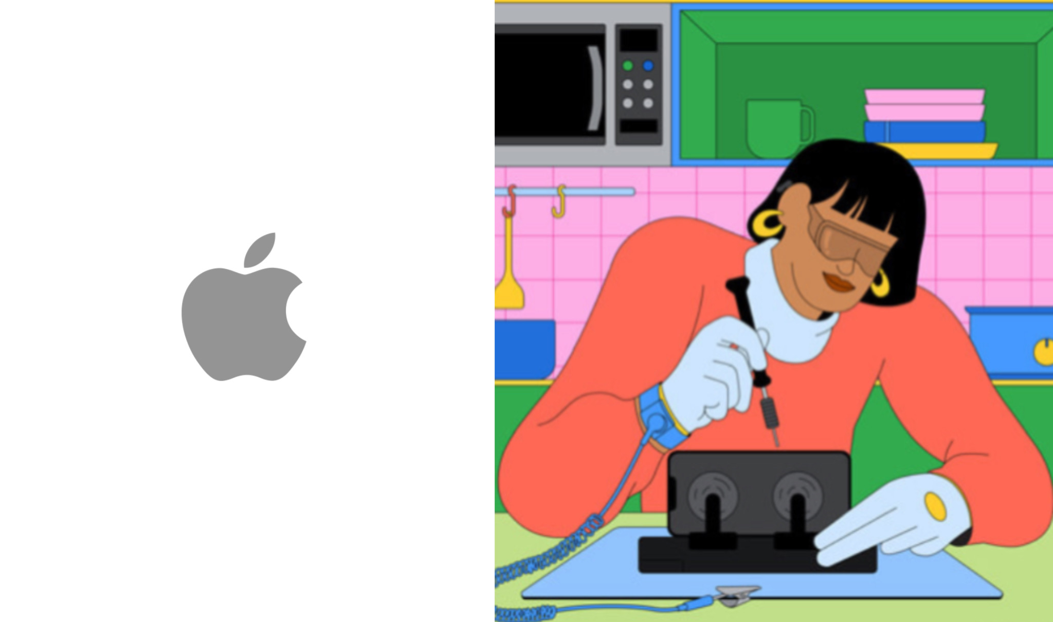 Apple logo e illustrazione riparazione