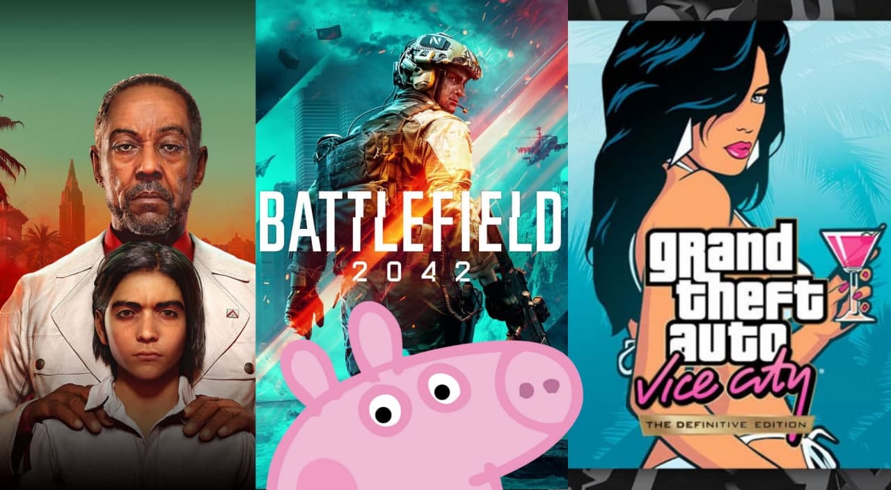 peppa pig sconfigge battlefield, far cry e gta