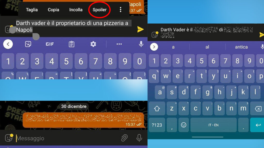 telegram funzioni spoiler