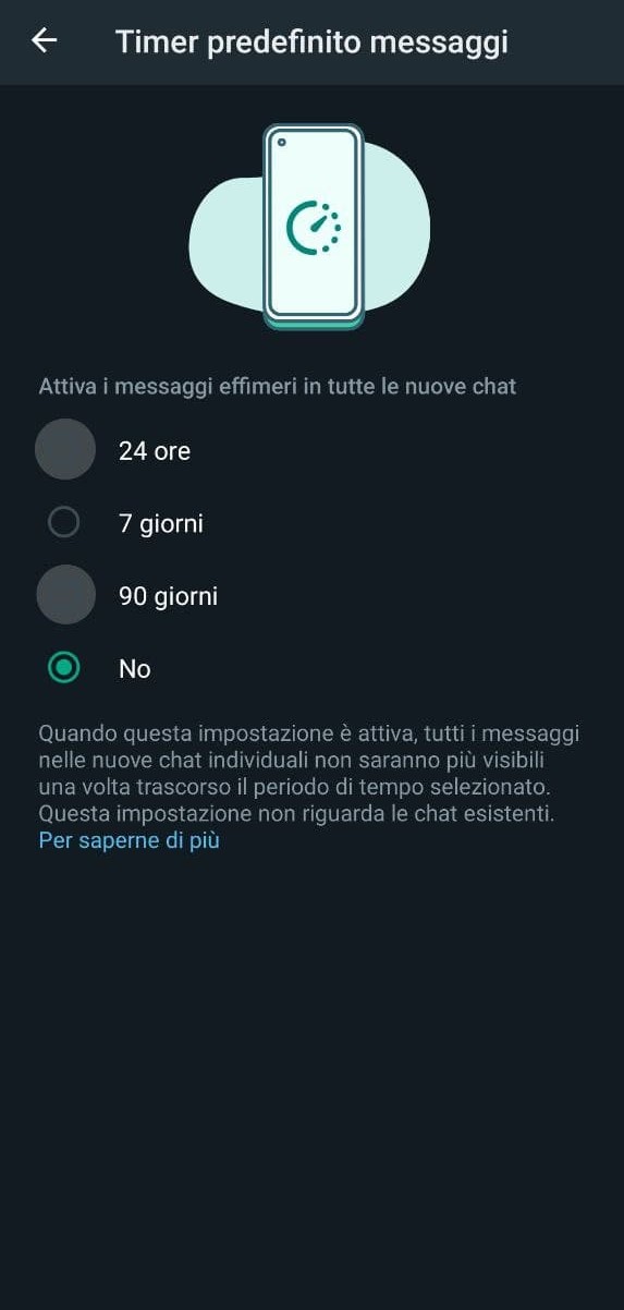 WhatsApp Messaggi Effimeri