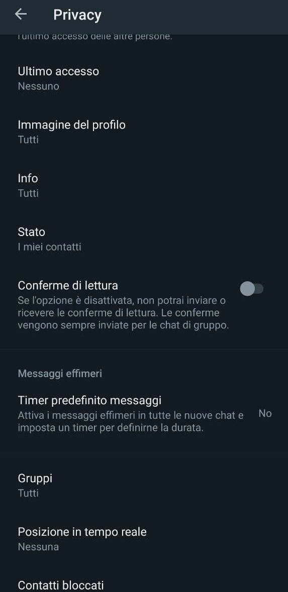 WhatsApp Messaggi Effimeri