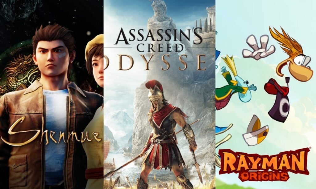 shenmue assassin's creed odyssey rayman origins locandine giochi gratis