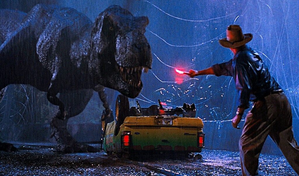Jurassic Park scena T-rex