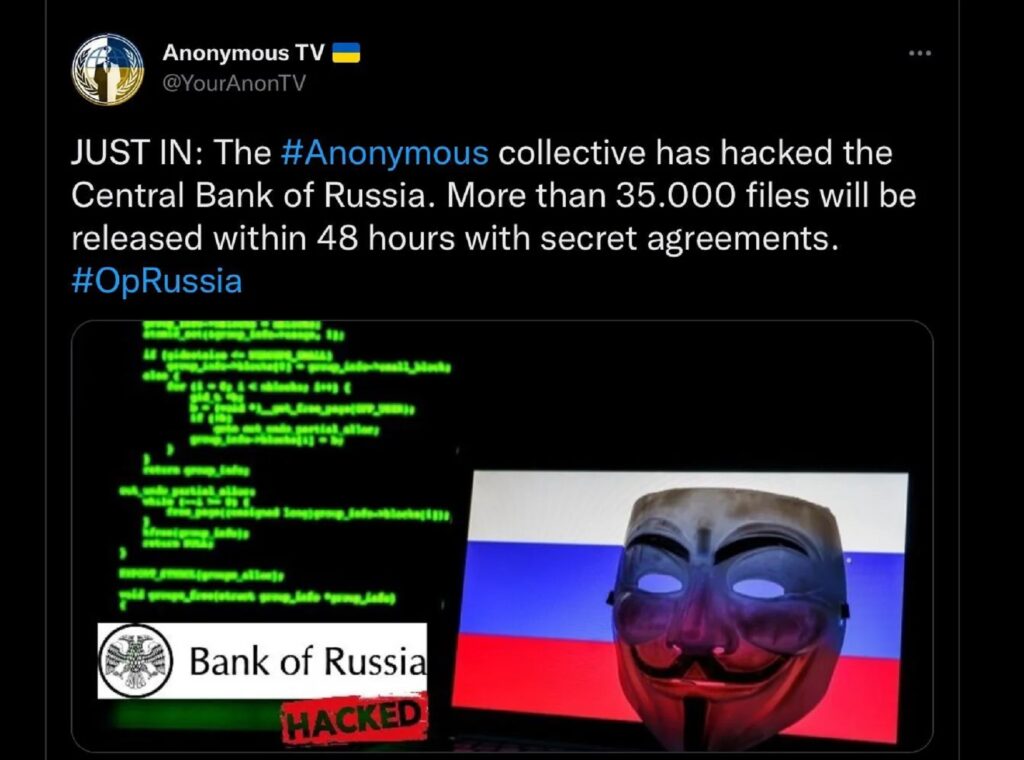 anonymous attacca banca russia 1