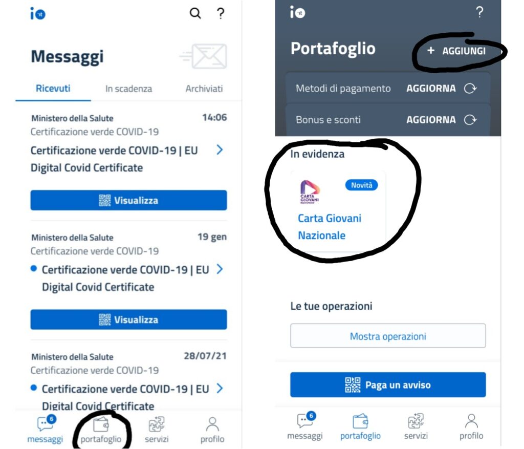 Carta Giovani Nazionale app IO