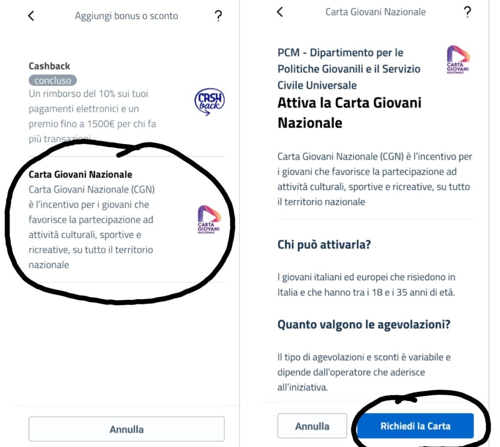 Carta Giovani Nazionale richiedi carta