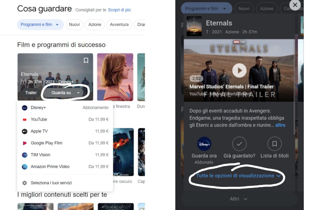 Google cosa guardare